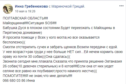 Нужна помощь: в Полтавской области могут погибнуть более 30 животных